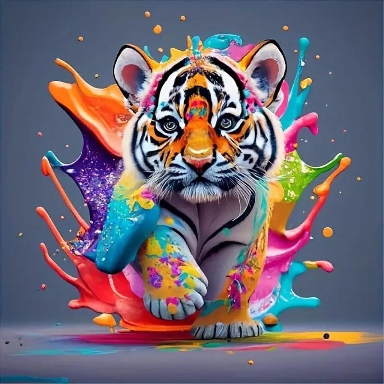 Tiger Diamond Painting Kits for Adults, 5D Tiger Full Drill Diamond Art, DIY Colourful Animal Diamond Art Kit Gem Art for Home Wall Decor 12 X12 inch Tiger
